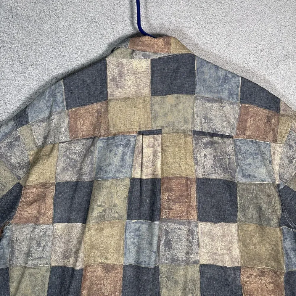 Georg Roth Of Germany Shirt Mens Size XL Plaid Abstract Water Colors Artsy Retro - Picture 12 of 15